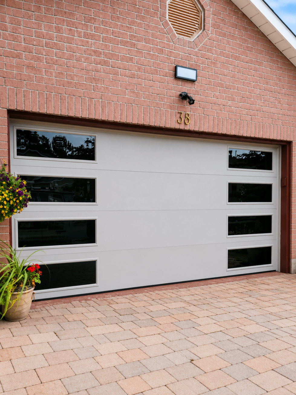 Olympus — White, Flush Panel, Dual-Column Black Windows