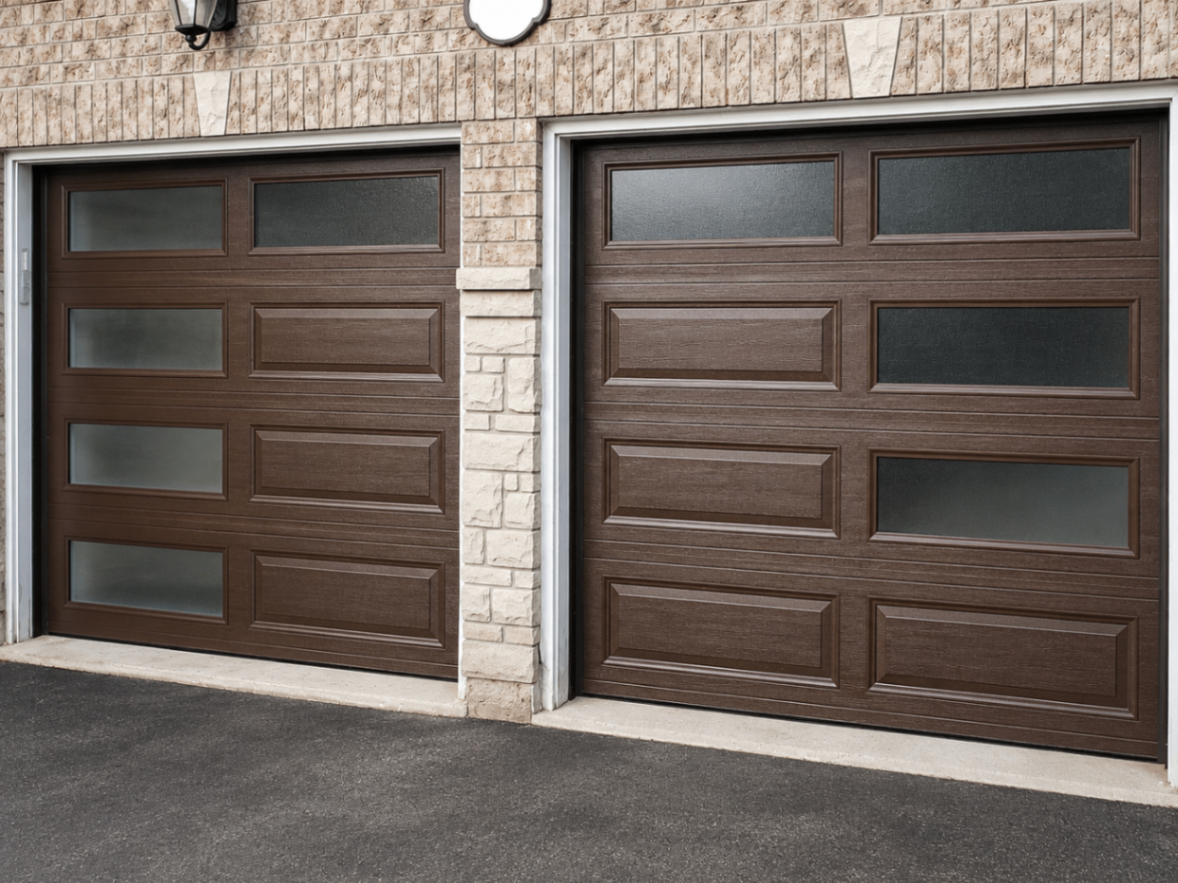 Heritage — Walnut Woodgrain, Long Panel, Frosted Windows
