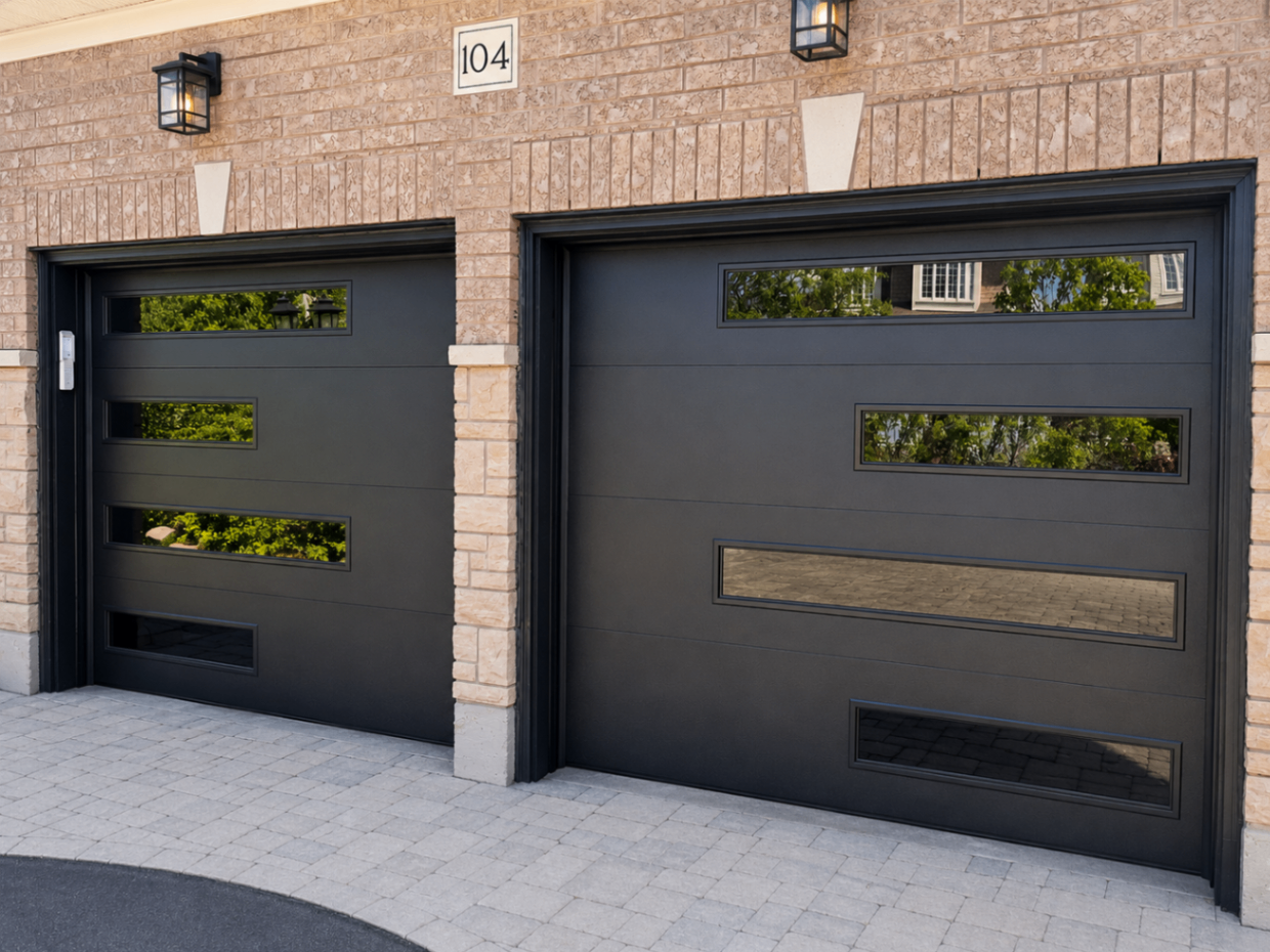 Olympus — Iron Ore Black, Flush Panel, Clear Horizontal Windows