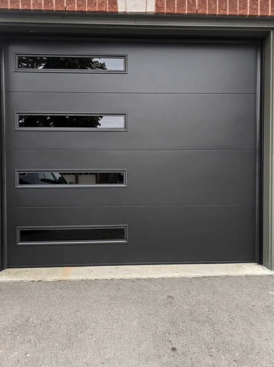 Olympus — Charcoal, Long Panel, Left-Column Mosaic Windows